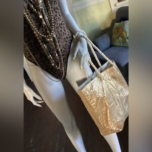 Vintage 90s Saks Fifth Avenue gold tote